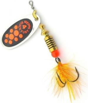 Mepps Black Fury Mouche Silver with Hot Red Dot Size 1